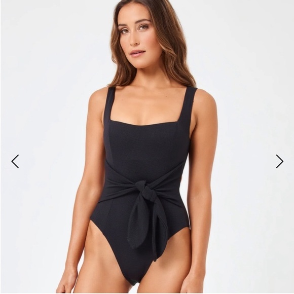 New L Space Balboa One Piece Swimsuit Tie Waist Black Sz L - Picture 13 of 13
